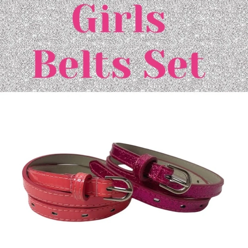 Girls Belt Set Bundle Glam Barbie Pink & Pink Sparkle Size M/L Girls Size 8 -10